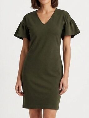 Ralph Lauren Army Green Sweater Dress Trumpet Short